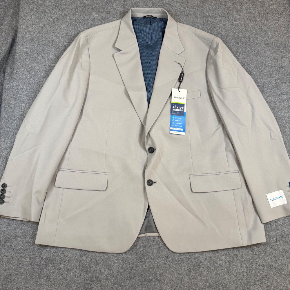 Haggar The Active Series Blazer Mens 50 Short Gray Tailored Fit Sport Coat New
